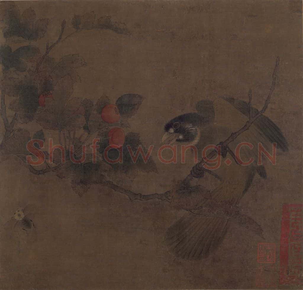 宋 佚名《红果绿鸭图》书画作品