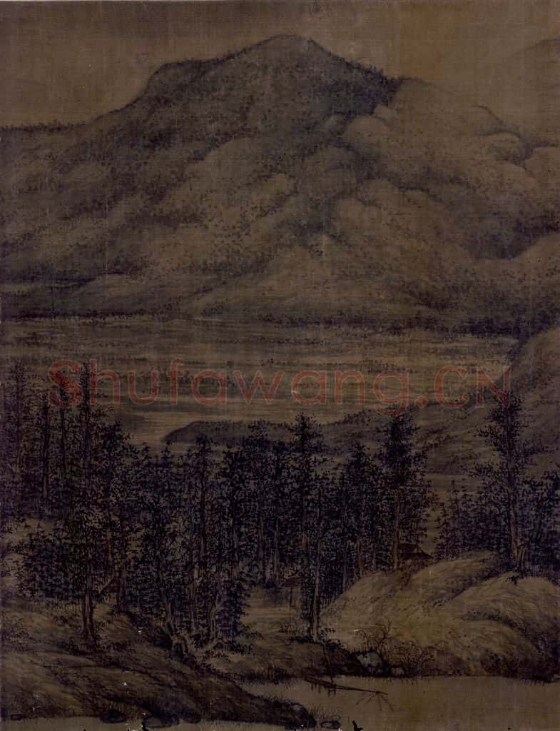 五代 董源《夏景山口待渡图》书画作品