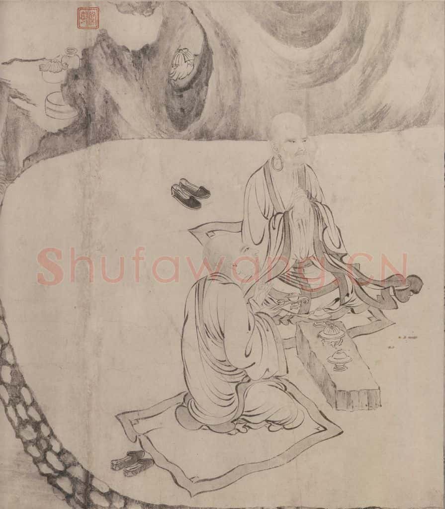 宋 张激《白莲社图》书画作品