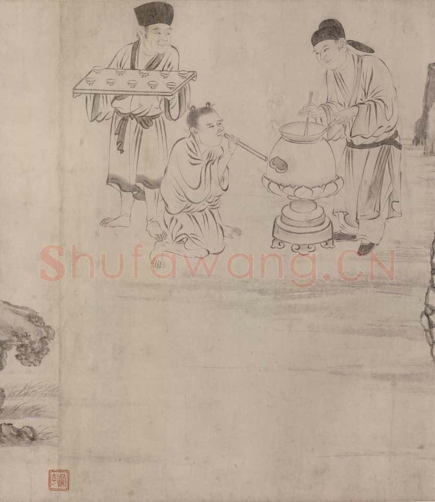 宋 张激《白莲社图》书画作品