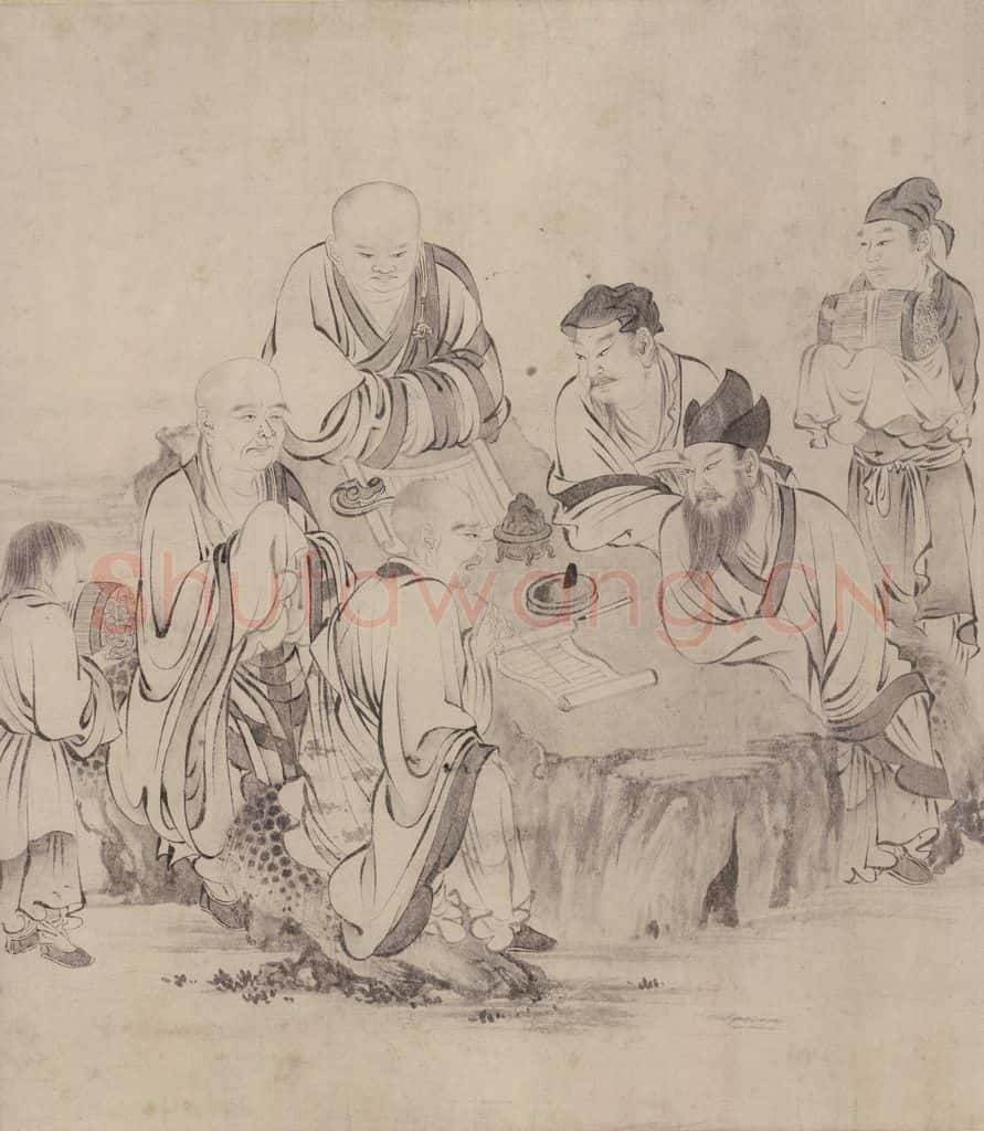 宋 张激《白莲社图》书画作品