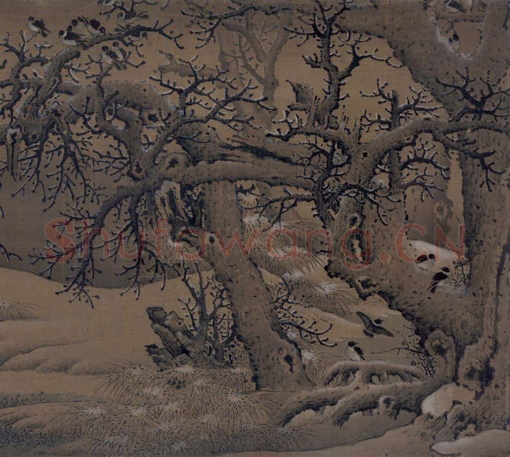 宋 佚名《寒鸦图》书画作品