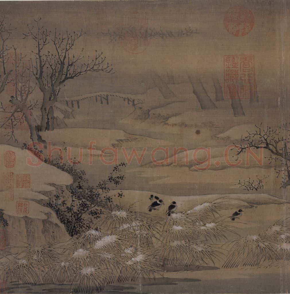 宋 佚名《寒鸦图》书画作品