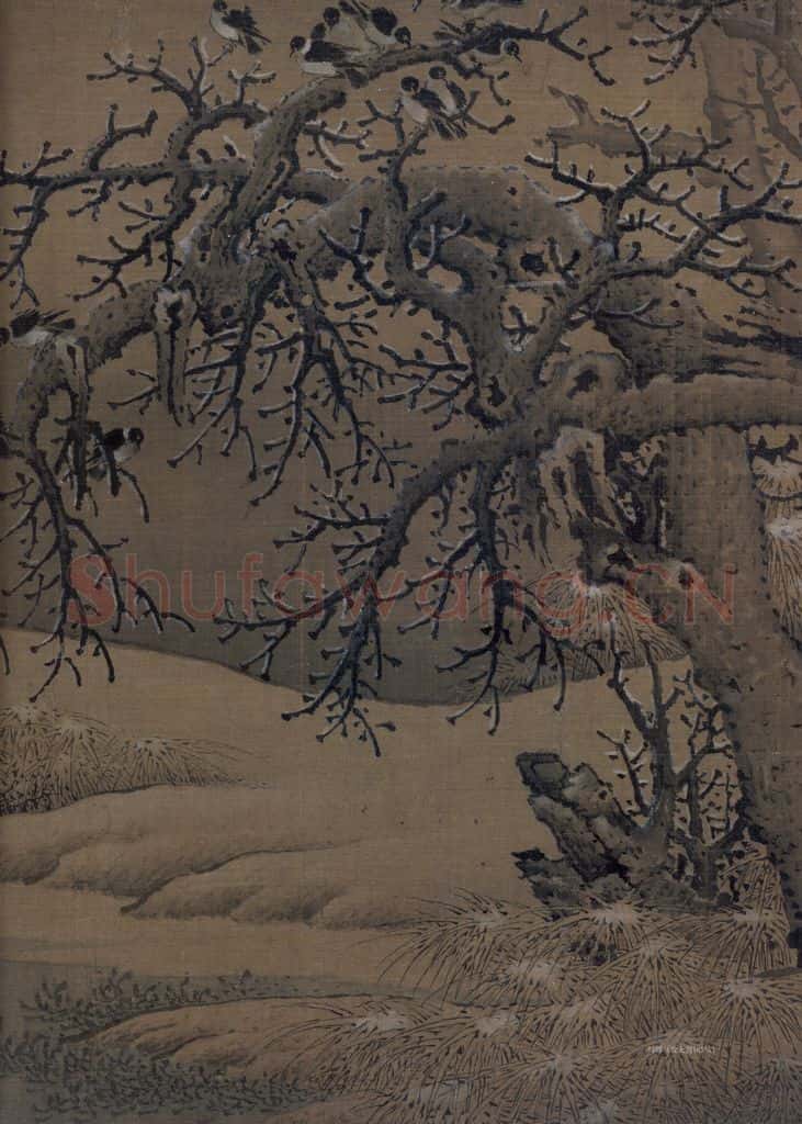 宋代 佚名《寒鸦图》书画作品