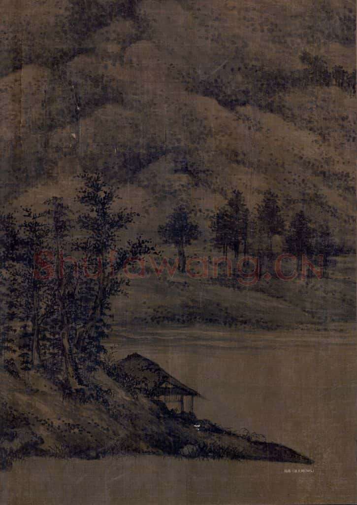 五代 董源《夏景山口待渡图》书画作品