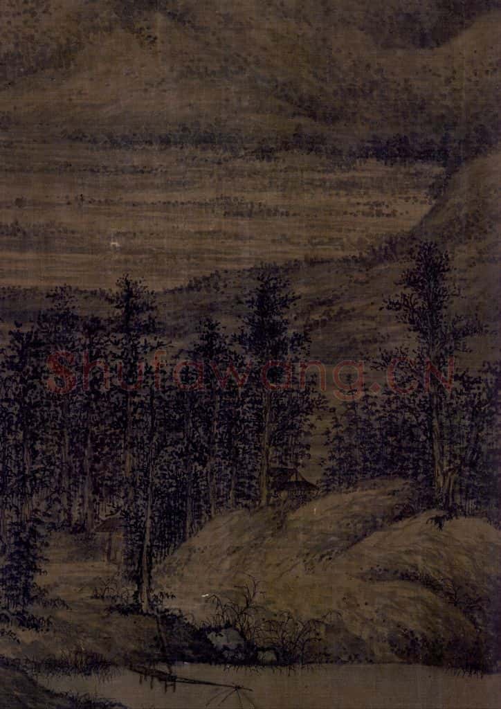 五代 董源《夏景山口待渡图》书画作品