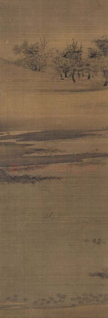 宋代 惠崇《沙汀烟树图》书画作品