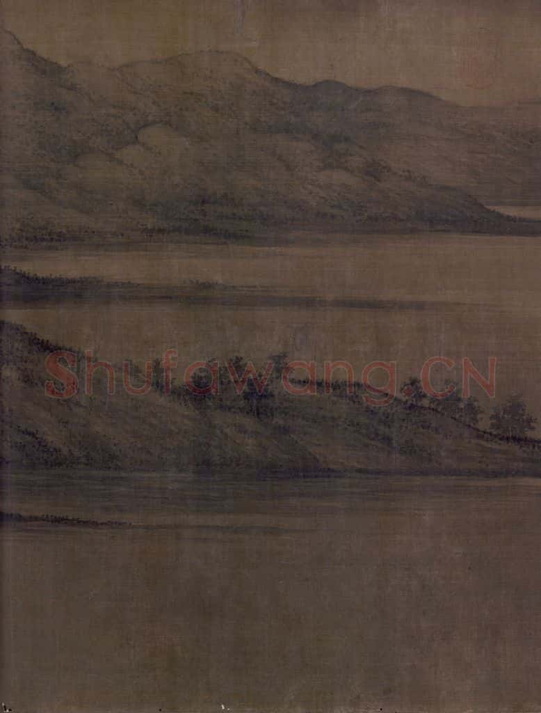 五代 董源《夏景山口待渡图》书画作品