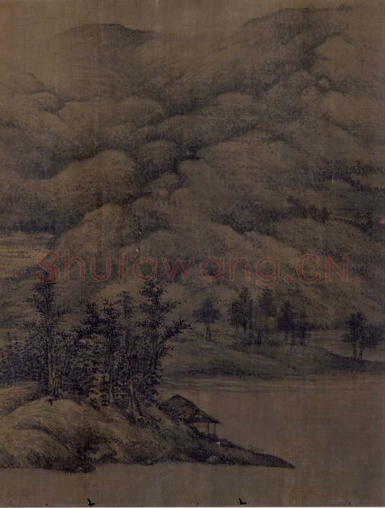 五代 董源《夏景山口待渡图》书画作品