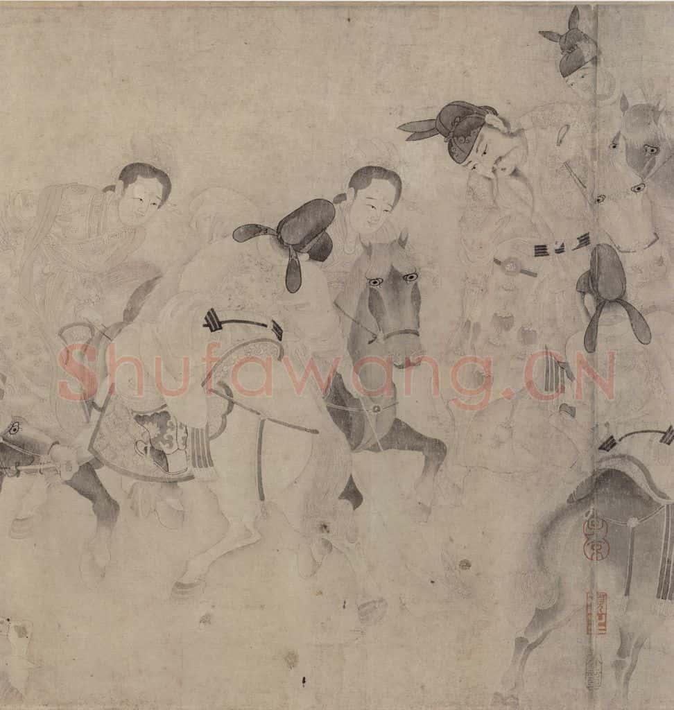 宋 佚名《明皇击球图》书画作品