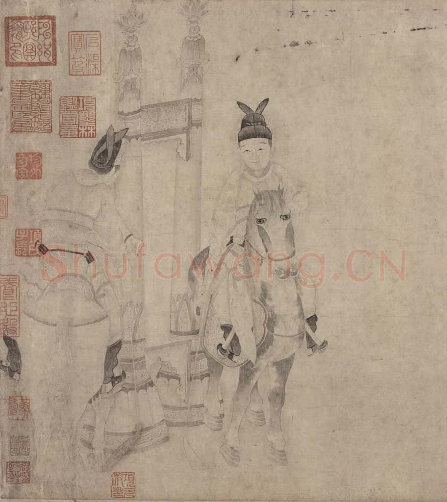 宋 佚名《明皇击球图》书画作品