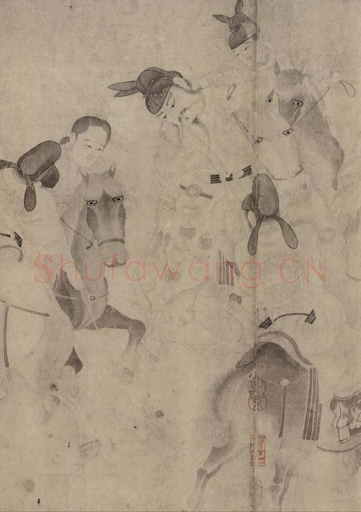宋 佚名《明皇击球图》书画作品