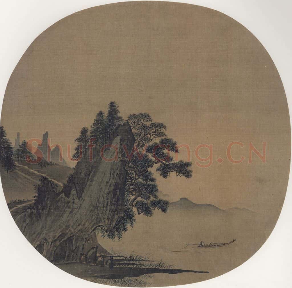 宋 佚名《松湖钓隐图》书画作品