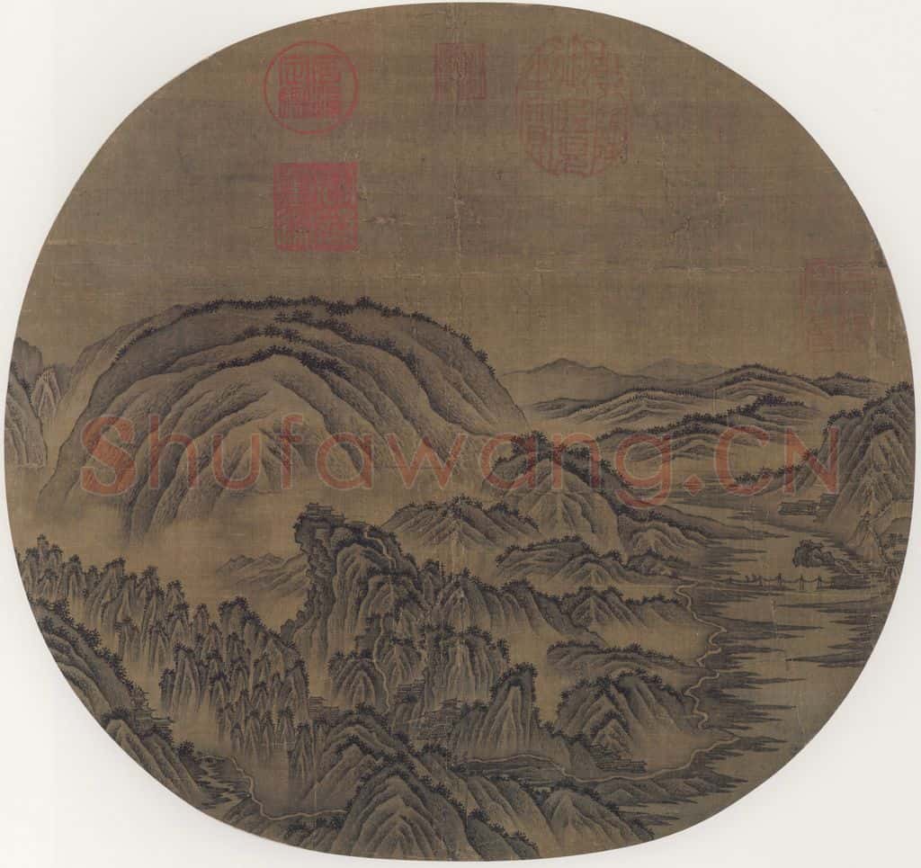 宋 佚名《峻岭溪桥图》书画作品