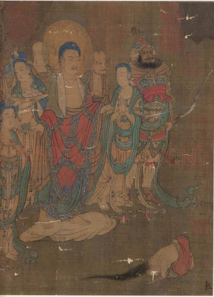 宋 佚名《燃灯佛授记释迦文图》书画作品