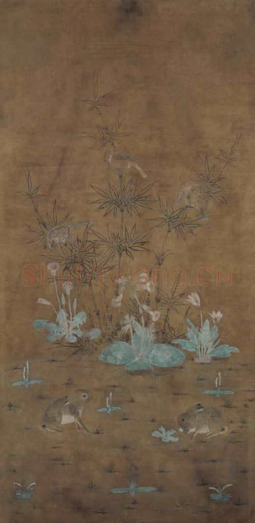 宋 佚名《竹雀双兔图》书画作品