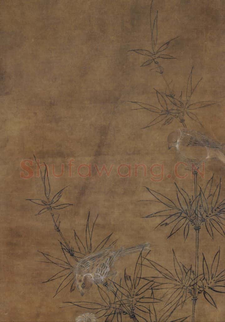 宋 佚名《竹雀双兔图》书画作品