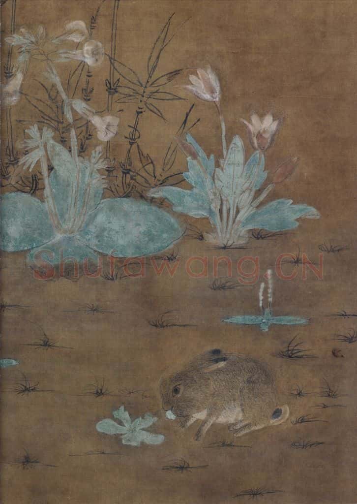 宋 佚名《竹雀双兔图》书画作品