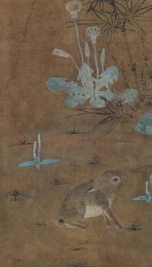 宋 佚名《竹雀双兔图》书画作品