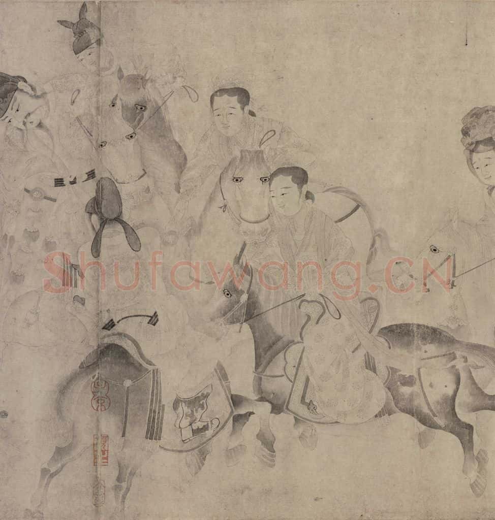 宋 佚名《明皇击球图》书画作品