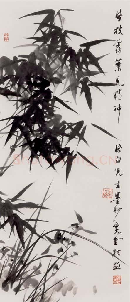 90年代 蒋凤白《风枝露叶见精神》书画作品