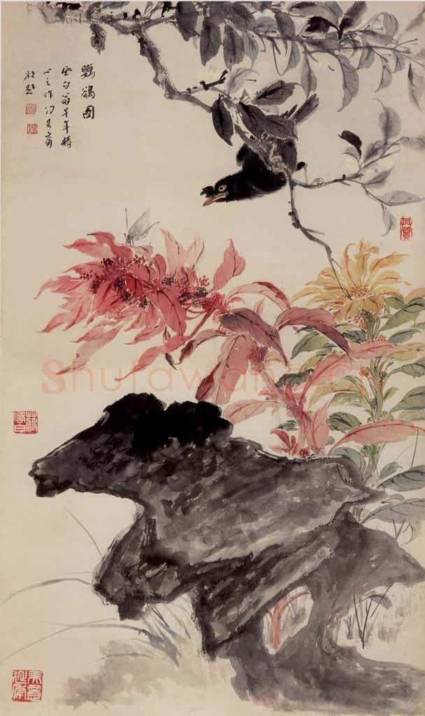 50年代 蒋凤白《鹦鹆图》书画作品