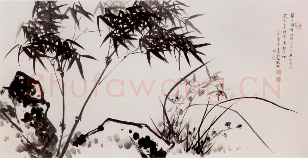 90年代 蒋凤白《风泛兰竹》书画作品