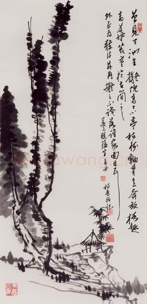 1961年 蒋凤白《拟倪高士山水》书画作品