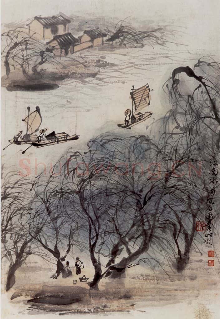 60年代 蒋凤白《江南水乡》书画作品