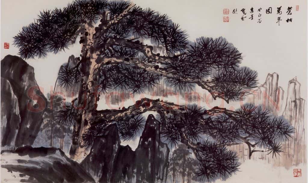 70年代 蒋凤白《苍松万年图》书画作品