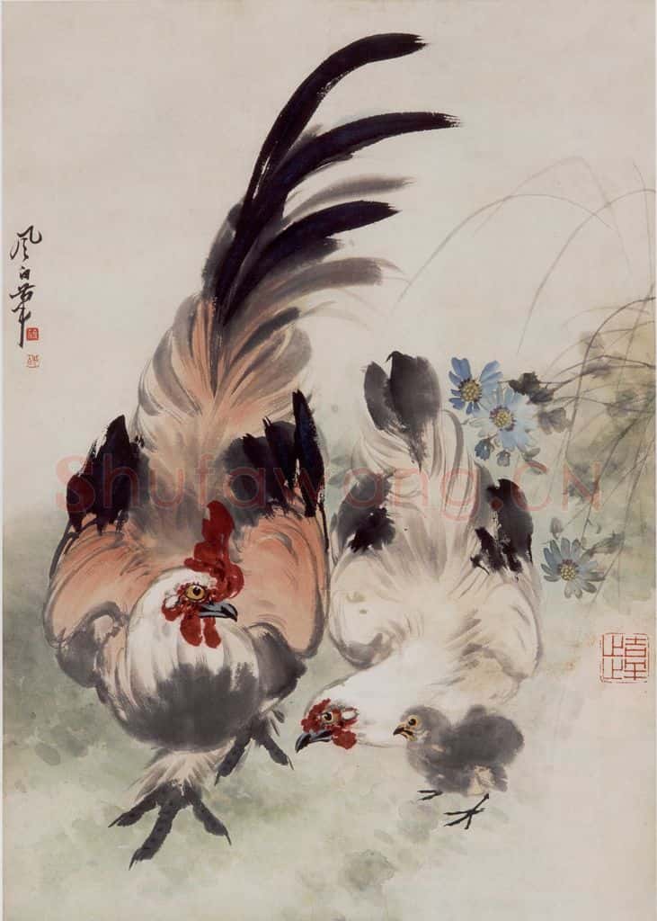 70年代 蒋凤白《鸡》书画作品