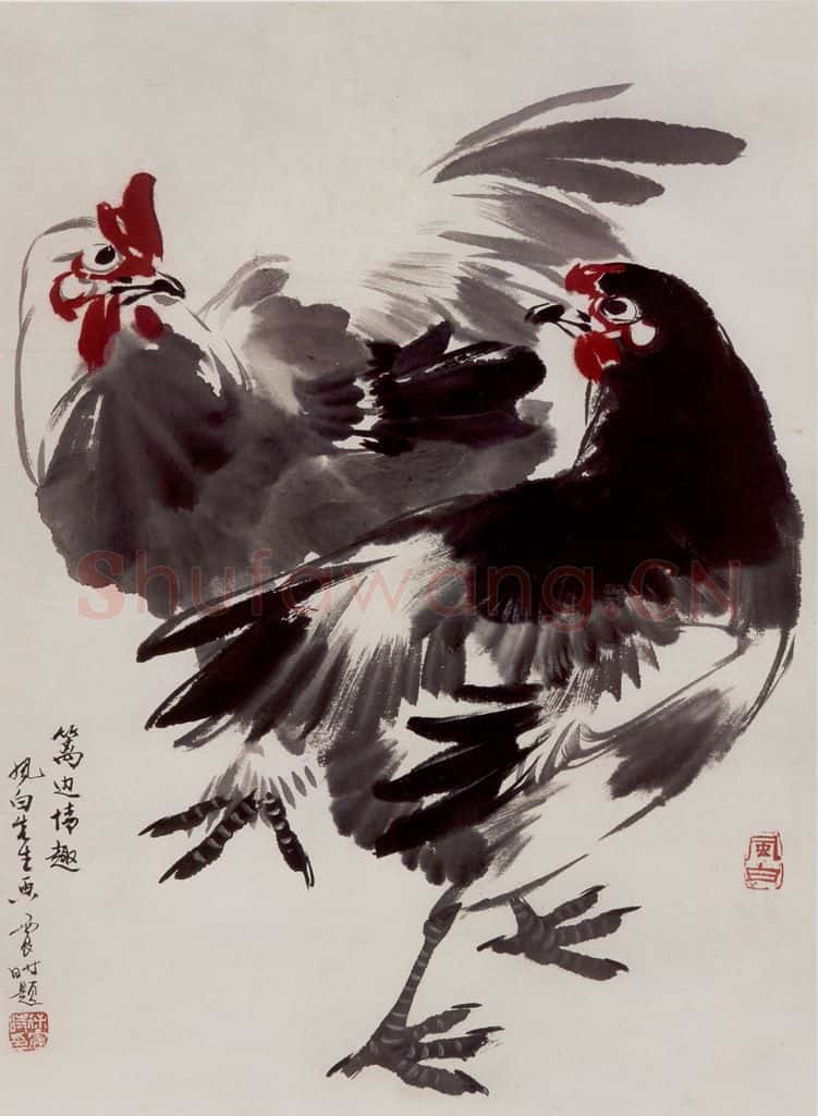 70年代 蒋凤白《篱边情趣》书画作品