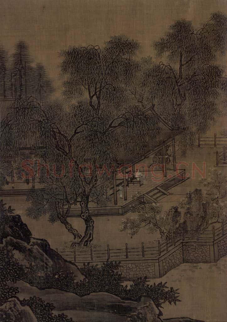 宋代 刘松年《四景山水图》书画作品