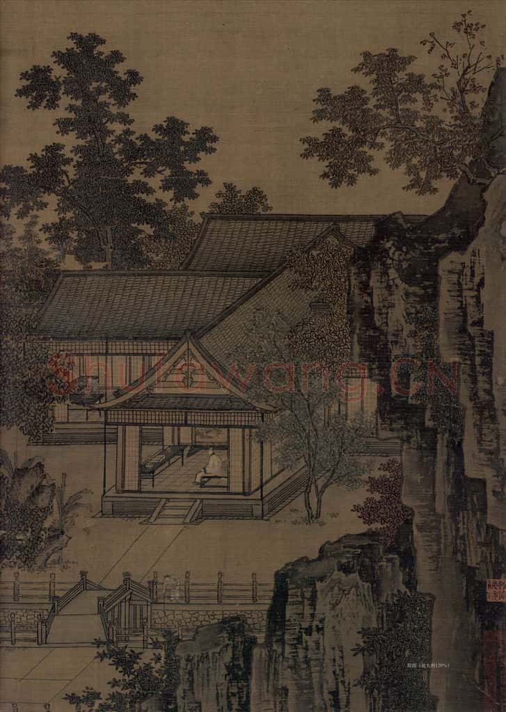 宋代 刘松年《四景山水图》书画作品