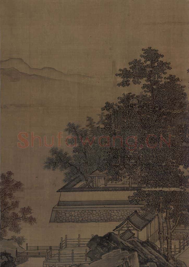 宋代 刘松年《四景山水图》书画作品