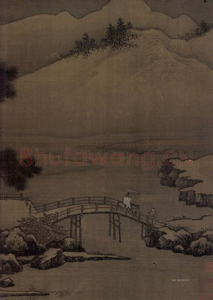 宋代 刘松年《四景山水图》书画作品