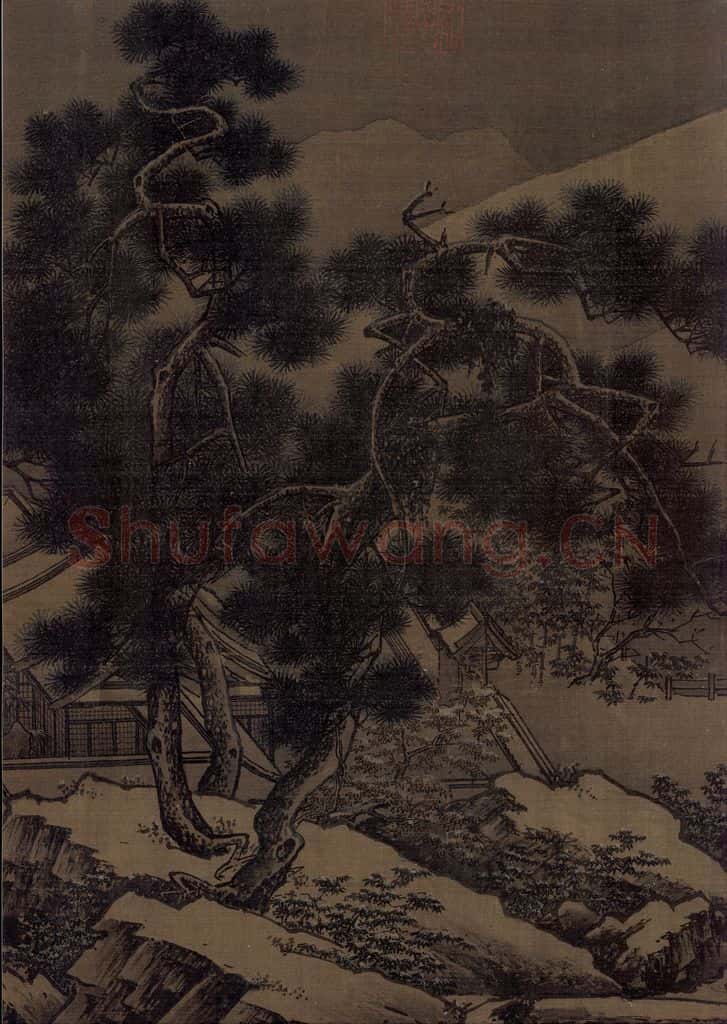 宋代 刘松年《四景山水图》书画作品