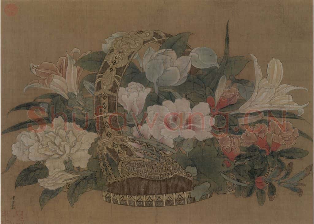 宋代 李嵩《花篮图》书画作品