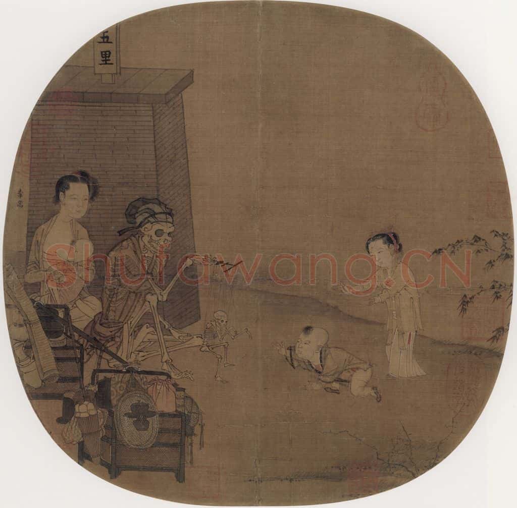 宋代 李嵩《骷髅幻戏图》书画作品