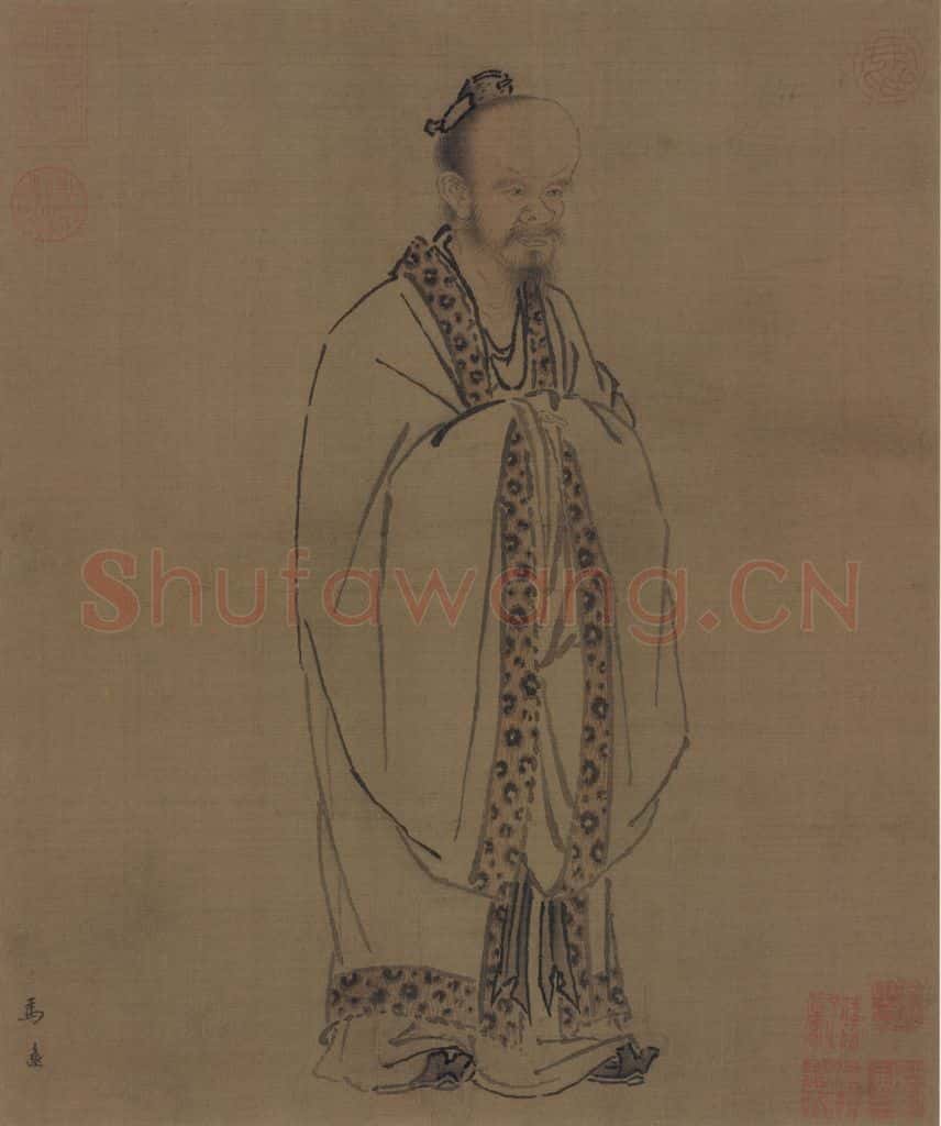 宋代 马远《孔丘像》书画作品