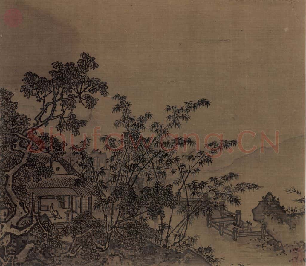 宋代 夏珪《梧竹溪堂图》书画作品
