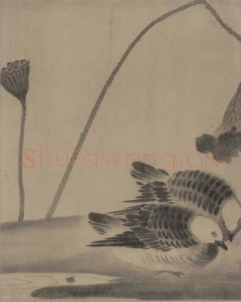 宋代 牧溪《水墨写生图》书画作品