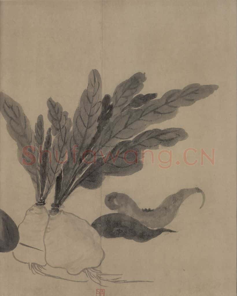 宋代 牧溪《水墨写生图》书画作品