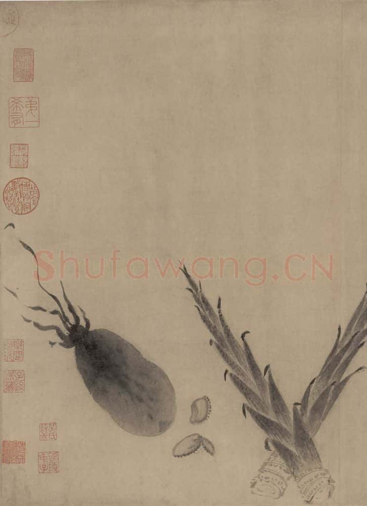 宋代 牧溪《水墨写生图》书画作品