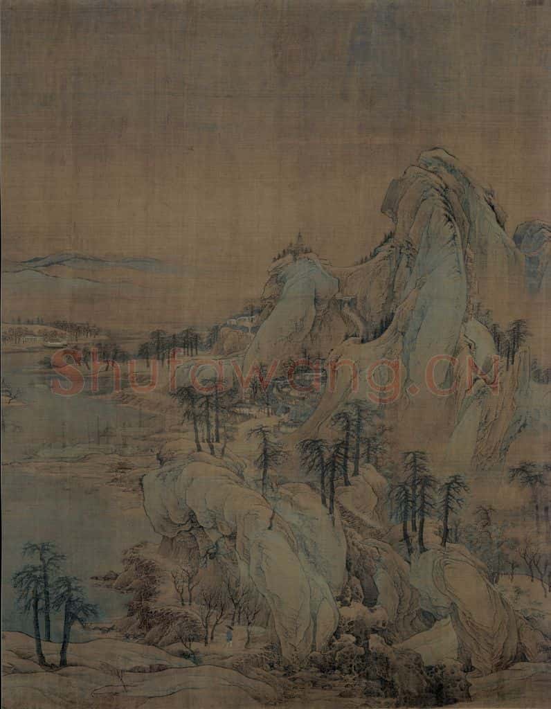 宋代 赵伯驹《江山秋色图》书画作品