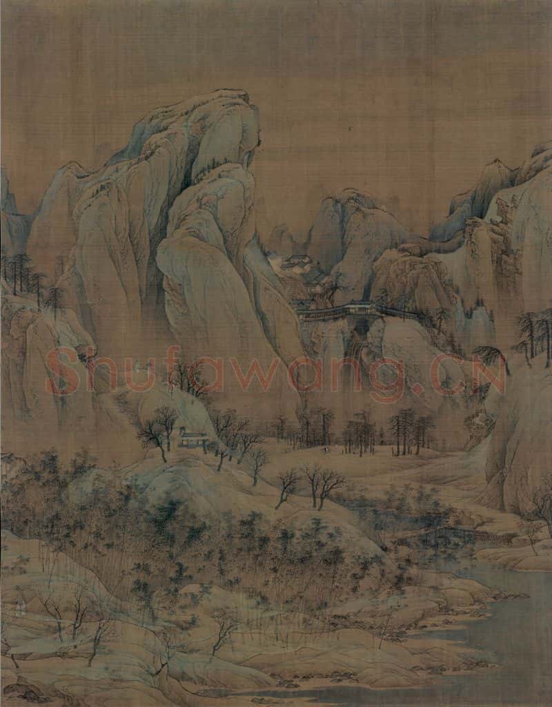 宋代 赵伯驹《江山秋色图》书画作品