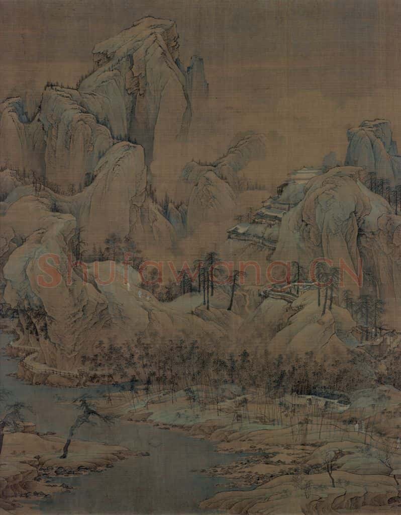 宋代 赵伯驹《江山秋色图》书画作品