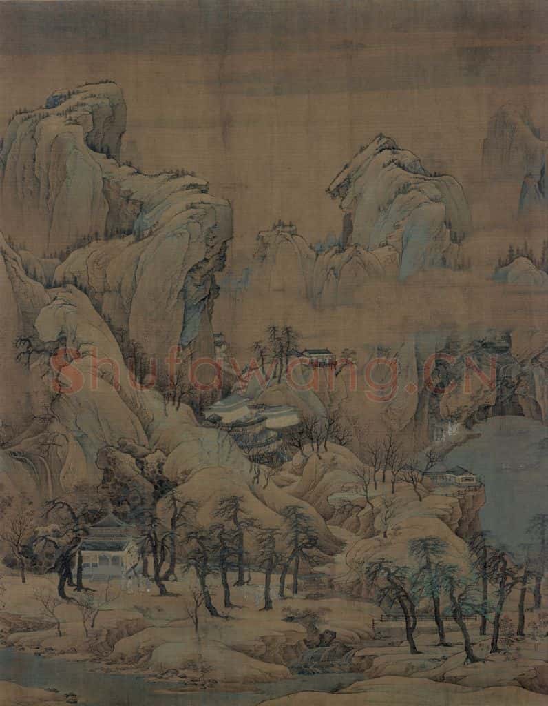 宋代 赵伯驹《江山秋色图》书画作品