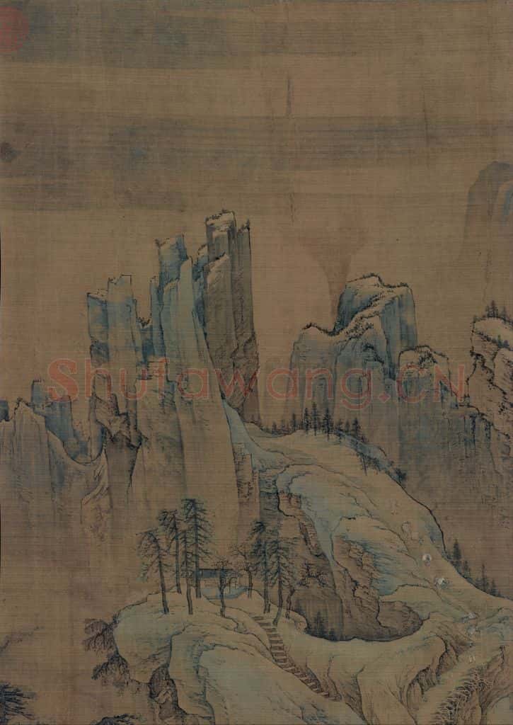 宋代 赵伯驹《江山秋色图》书画作品