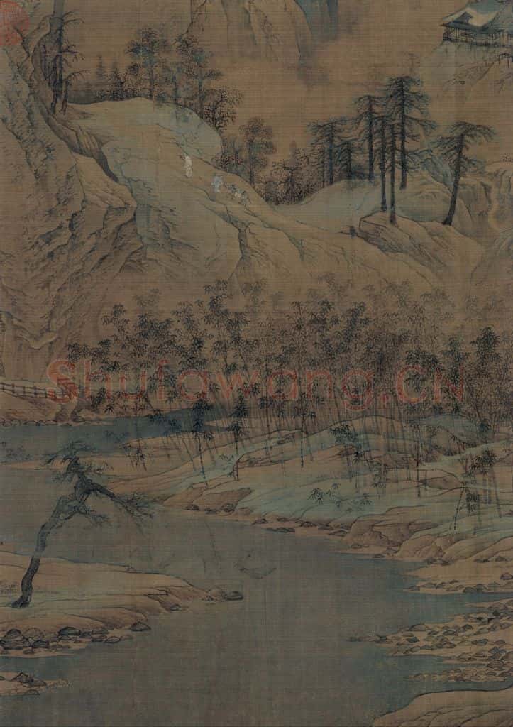 宋代 赵伯驹《江山秋色图》书画作品